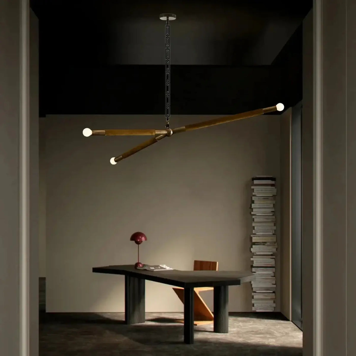 Lustre à bras asymétriques et globes lumineux, avec ou sans chaîne