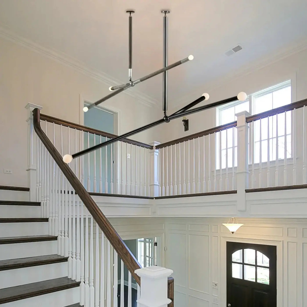 Lustre à bras asymétriques et globes lumineux, avec ou sans chaîne