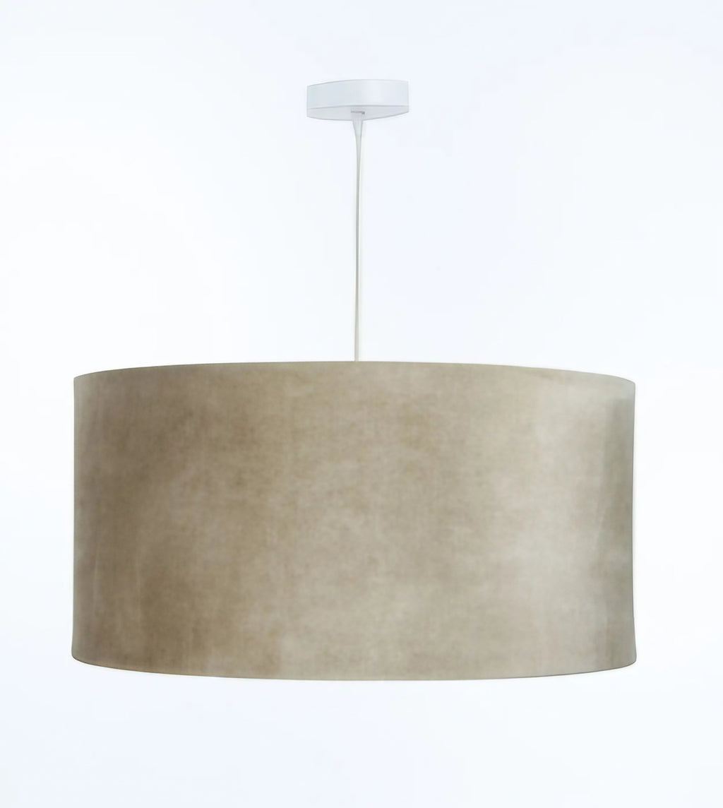Suspension cylindre textile beige à intérieur doré, 40 à 60 cm