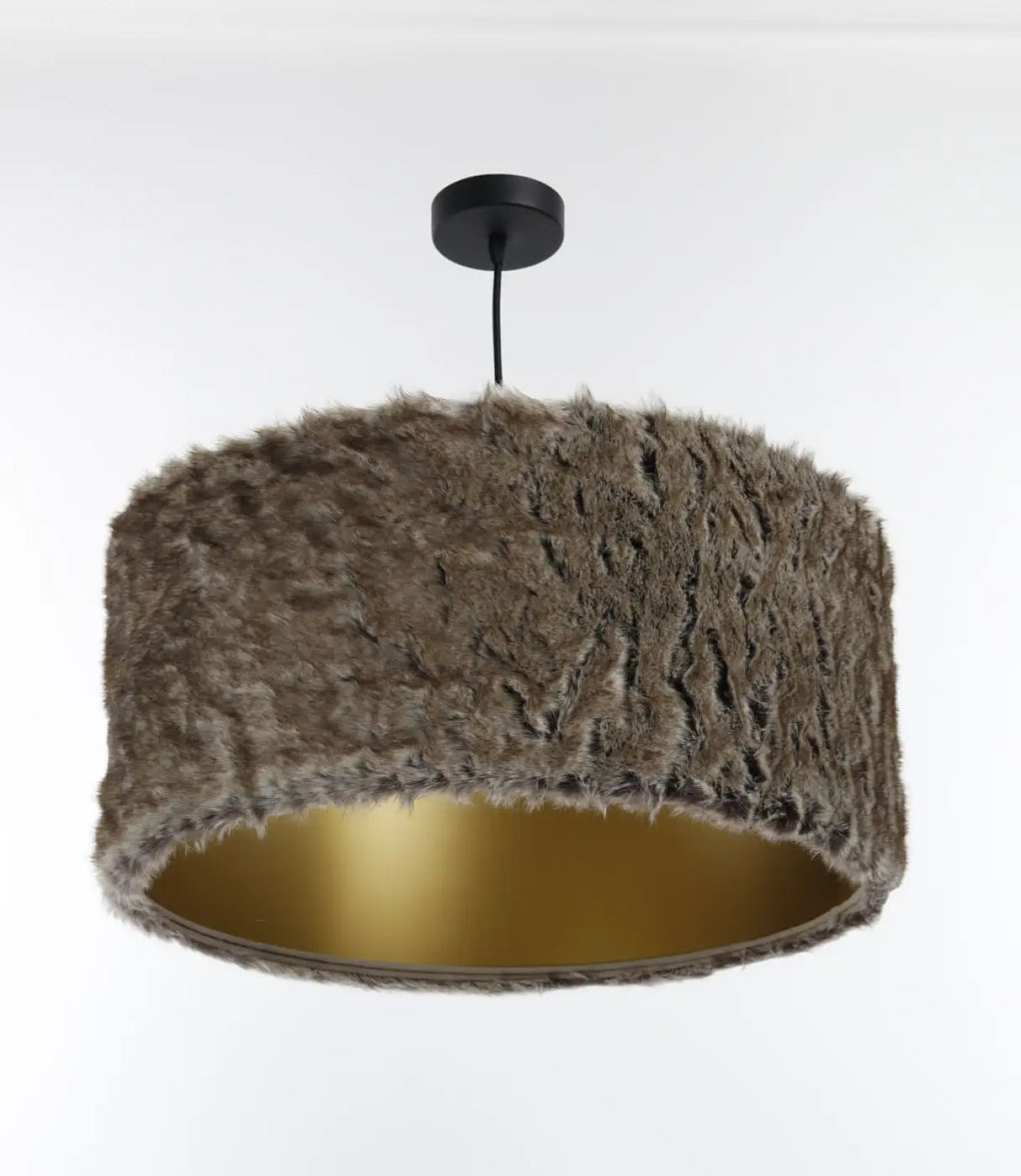 Suspension en fausse fourrure beige, intérieur doré, S, M, L