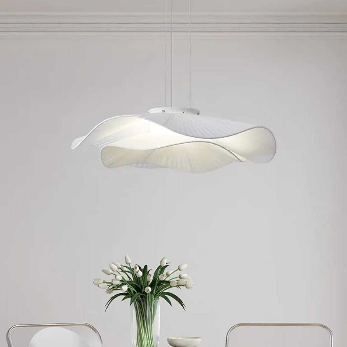 Suspension blanche en tissu et métal, trois tailles