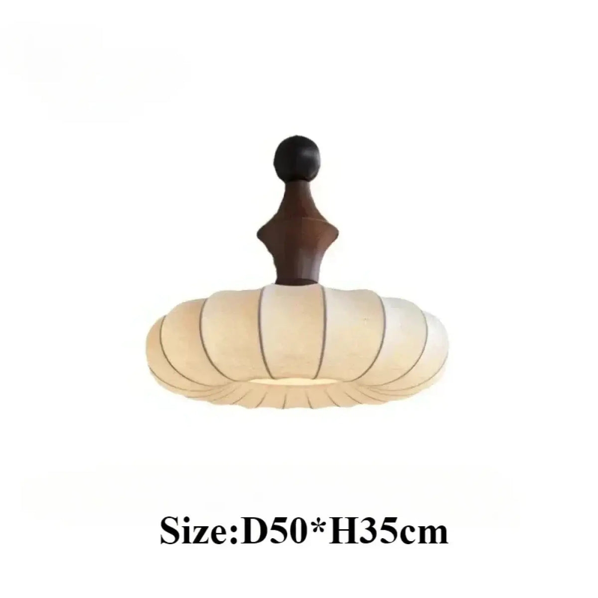 Suspension abat-jour en tissu blanc et bois, tailles S et M