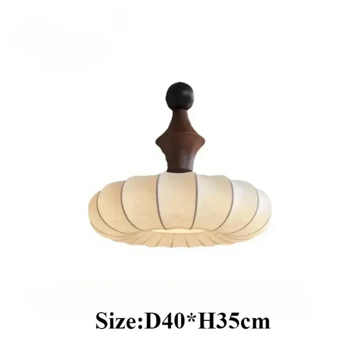 Suspension abat-jour en tissu blanc et bois, tailles S et M