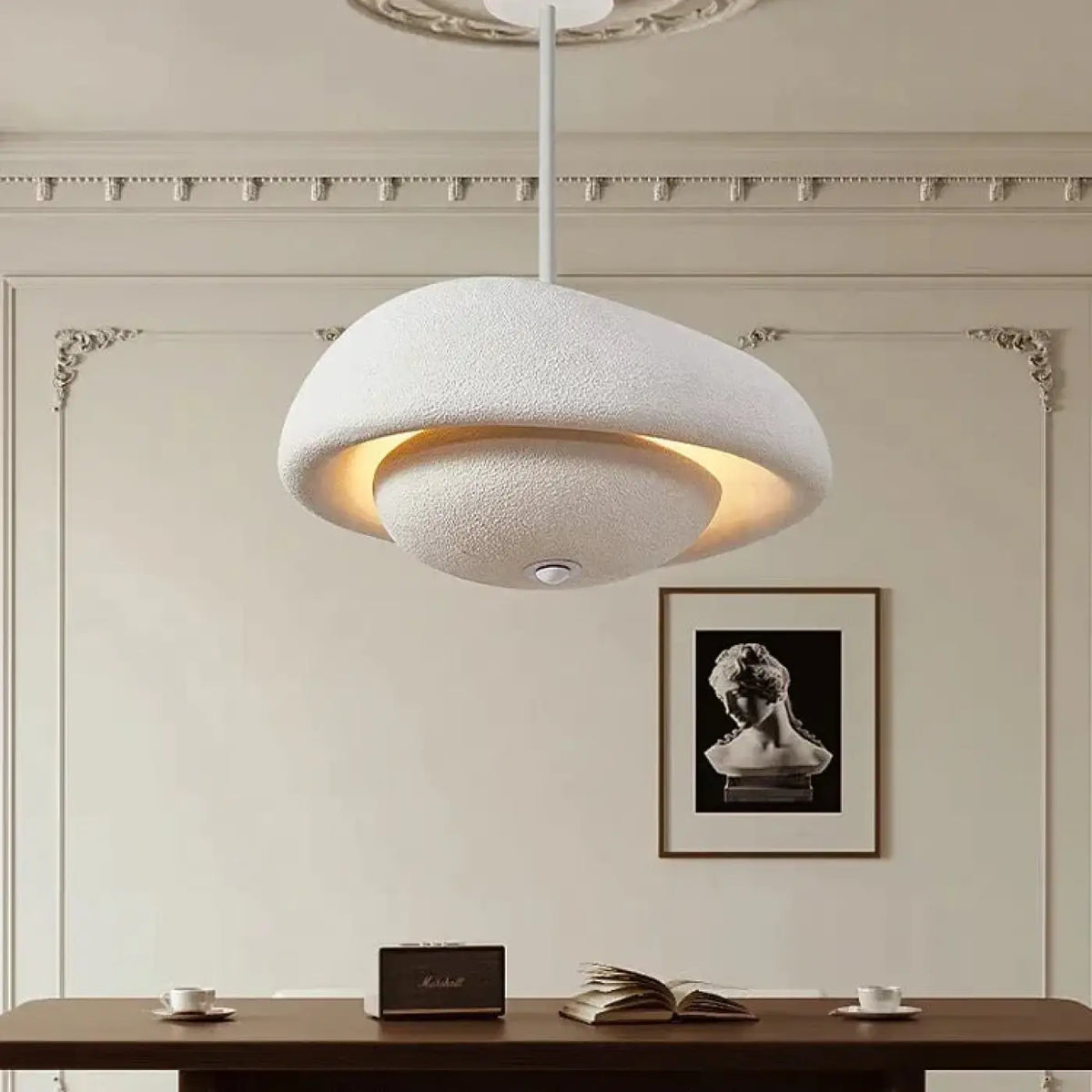 Suspension minimaliste à halo lumineux, blanc, gris ou noir