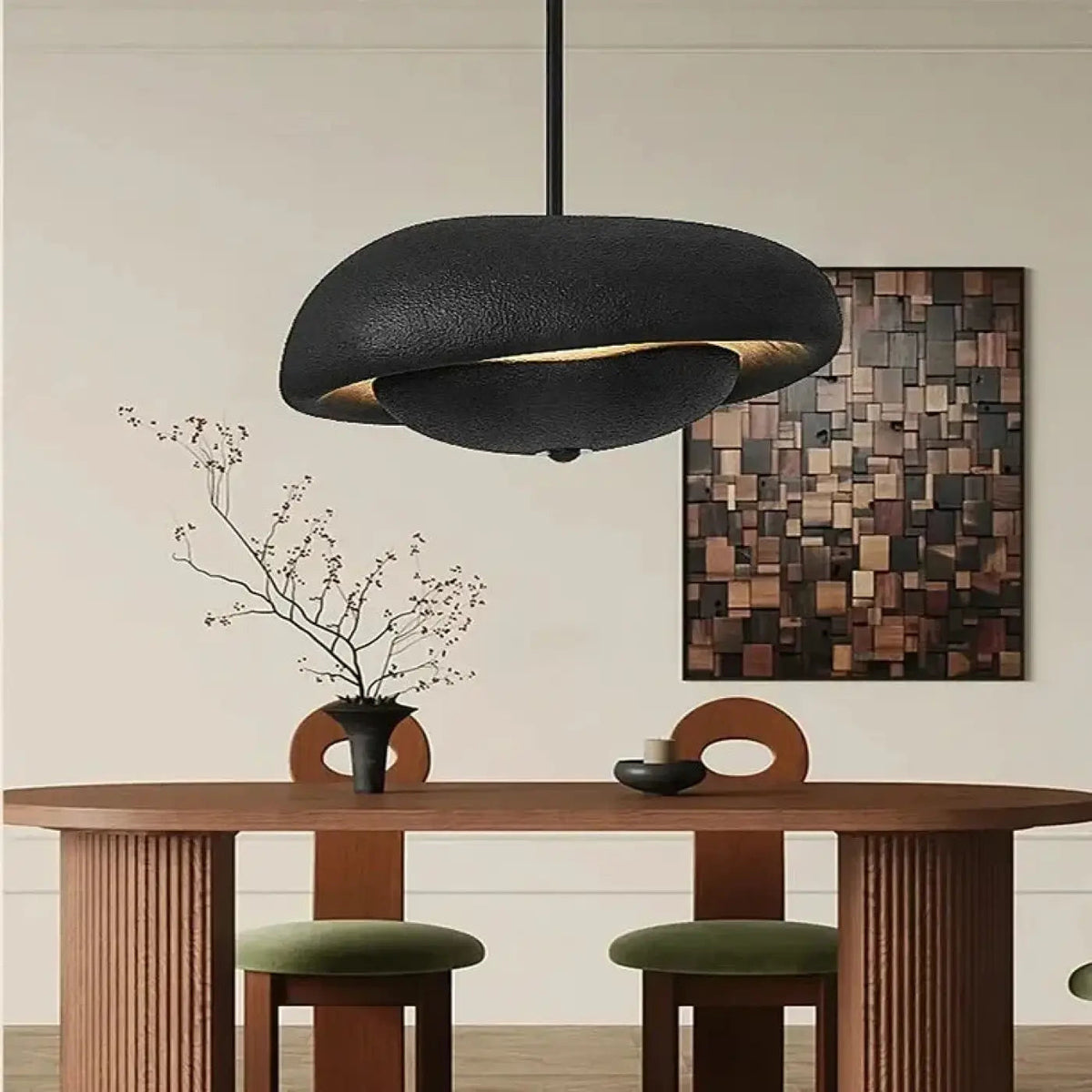 Suspension minimaliste à halo lumineux, blanc, gris ou noir, noir