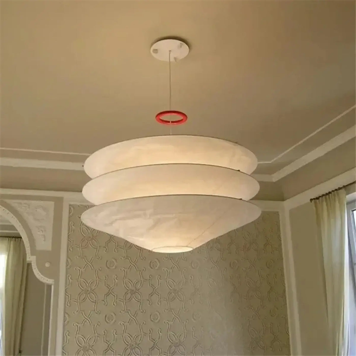 Suspension en papier blanc à abat-jour superposés, S ou M