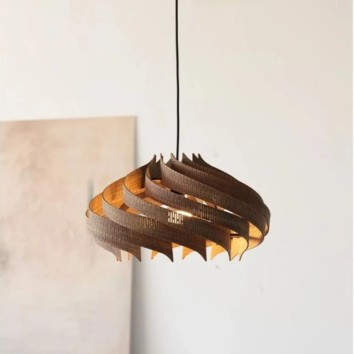 Suspension design en bois, noir, gris ou blanc, tailles S ou M, noir