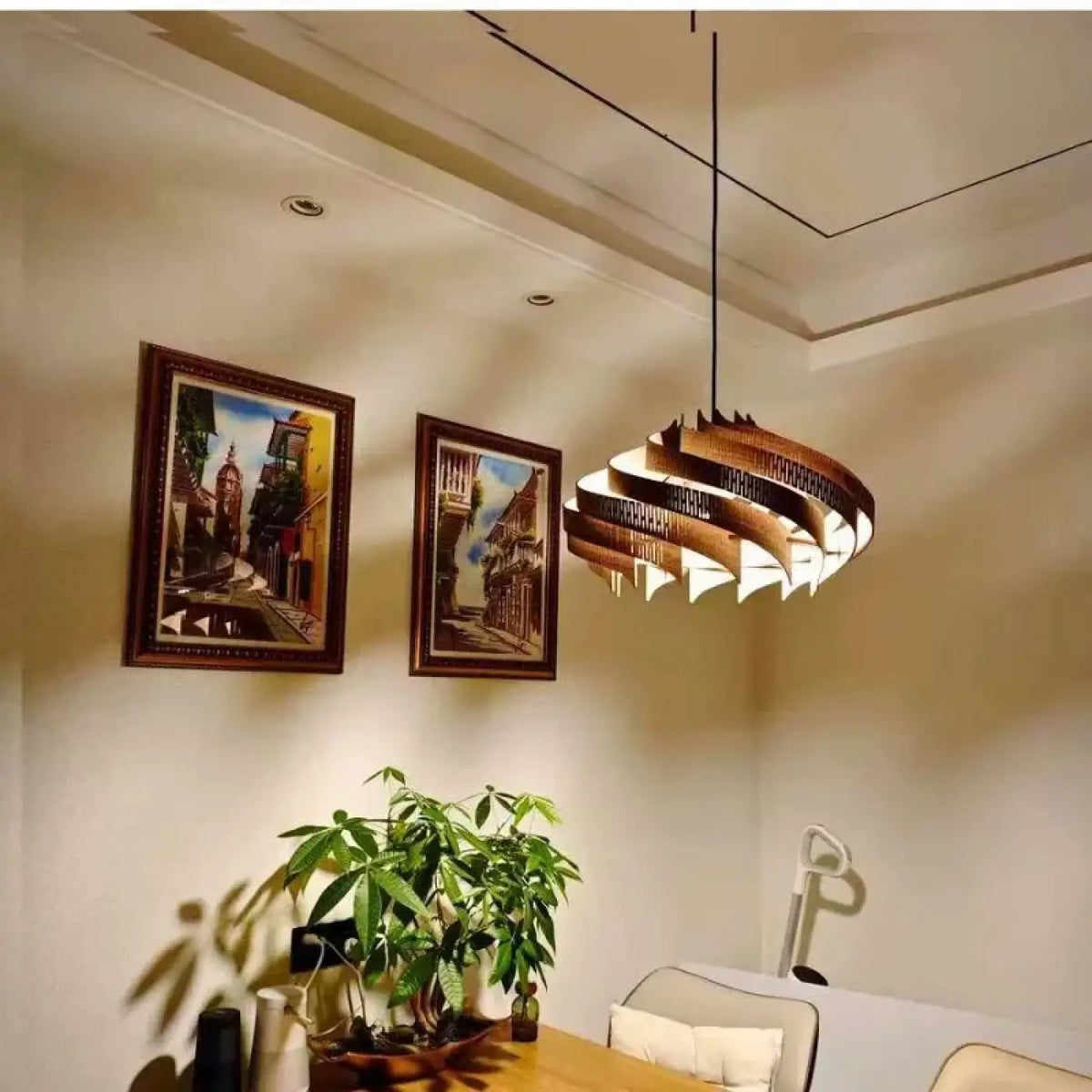 Suspension design en bois, noir, gris ou blanc, tailles S ou M, noir
