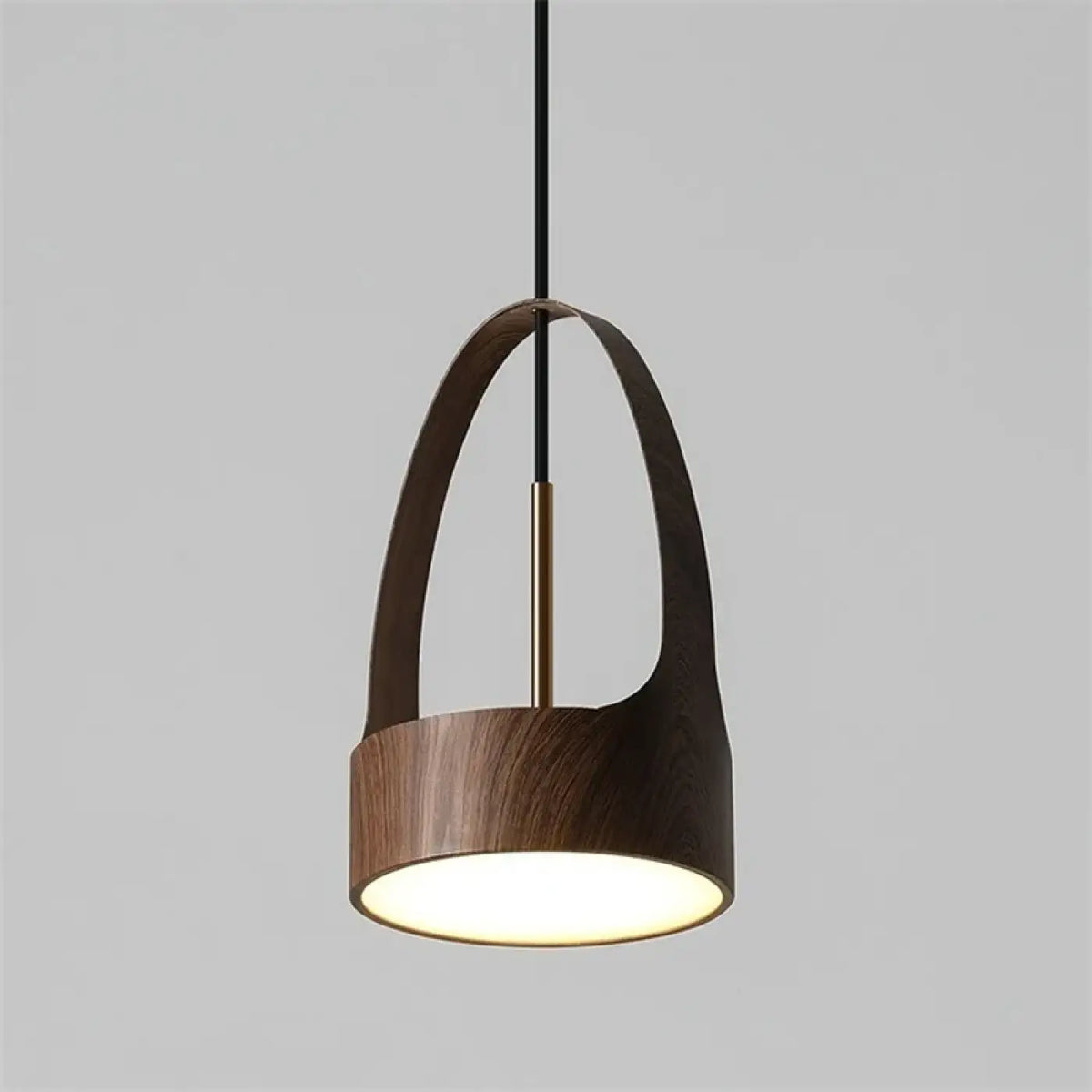 Suspension en bois à abat-jour cylindrique, beige ou marron