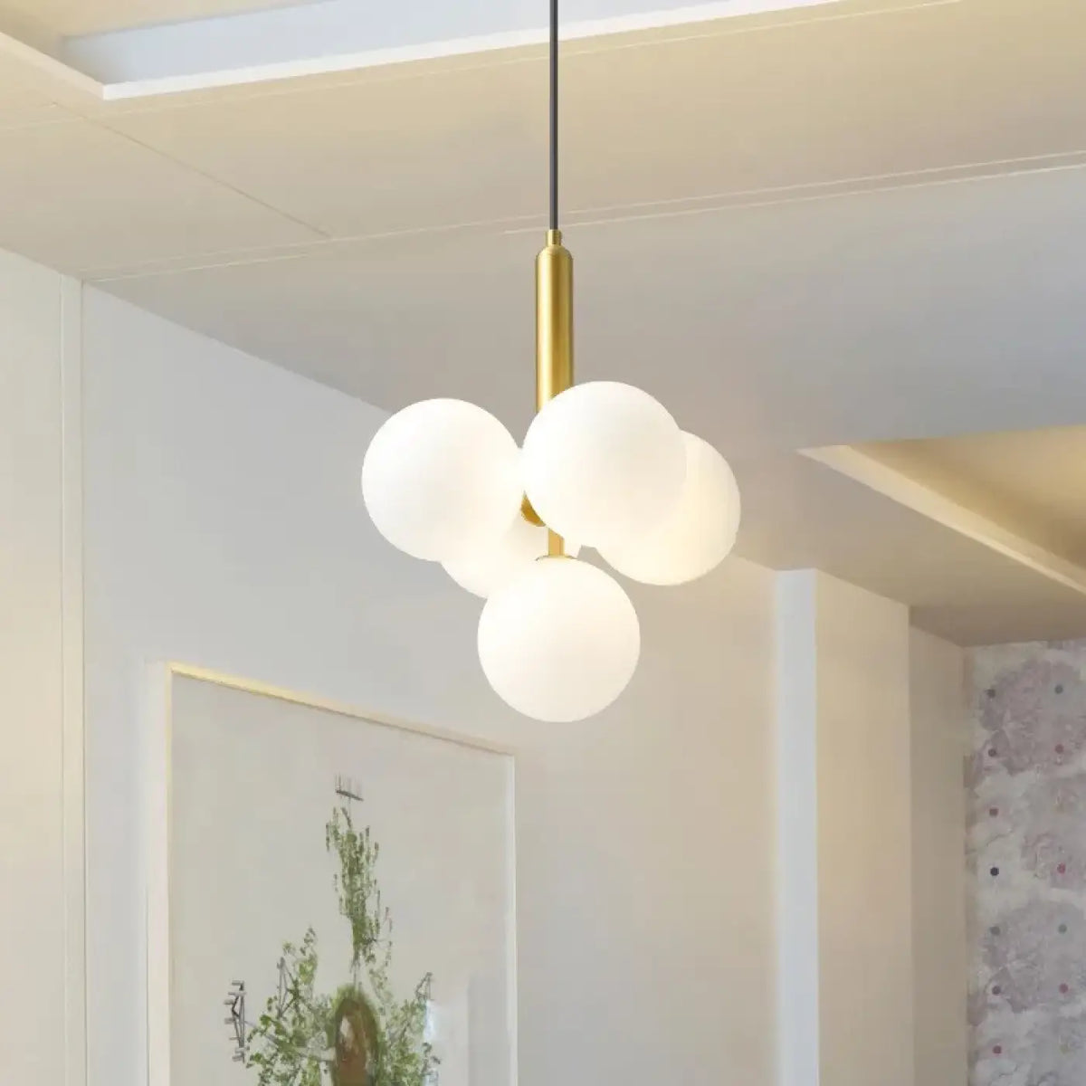 Suspension à sphères en verre opalin, deux modèles