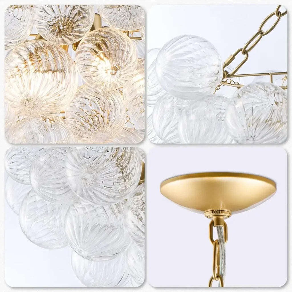 Suspension à boules de verre pour salon ou coin repas, S ou M