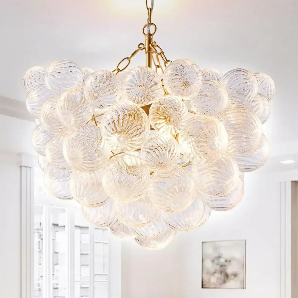 Suspension à boules de verre pour salon ou coin repas, S ou M