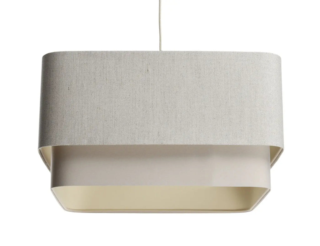Suspension carrée en textile beige crème