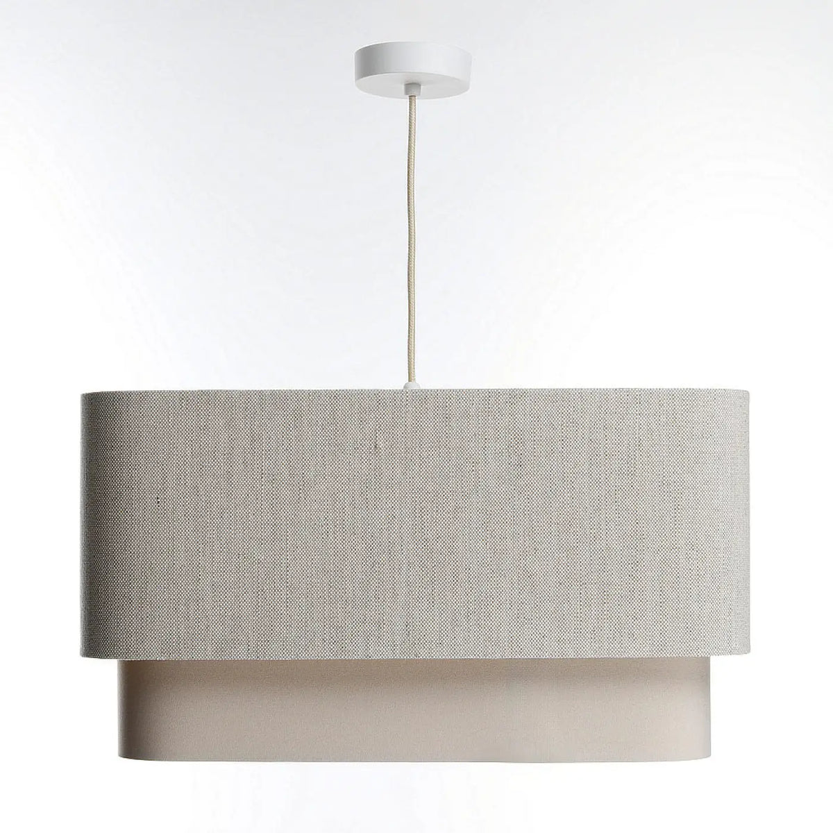 Suspension carrée en textile beige crème