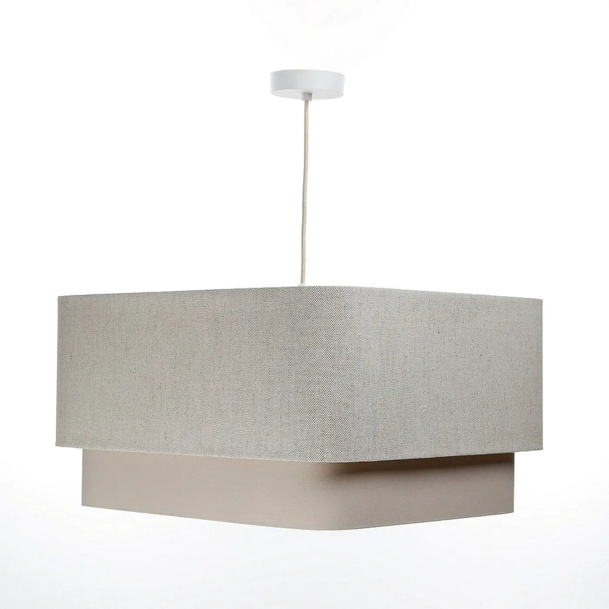 Suspension carrée en textile beige crème
