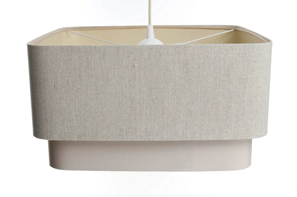 Suspension carrée en textile beige crème