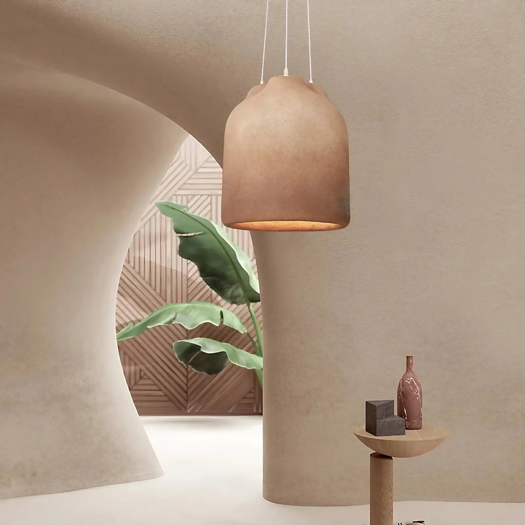 Suspension en résine, noire ou beige, au style épuré, beige