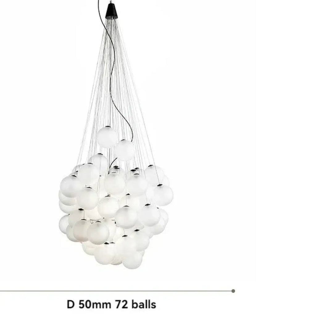Suspension à globes de verre contemporaine, blanche ou argentée