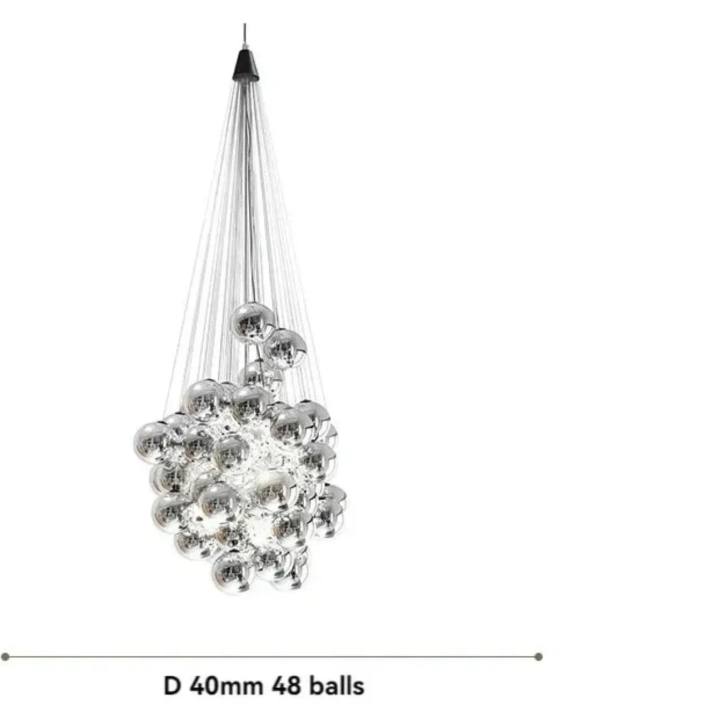 Suspension à globes de verre contemporaine, blanche ou argentée