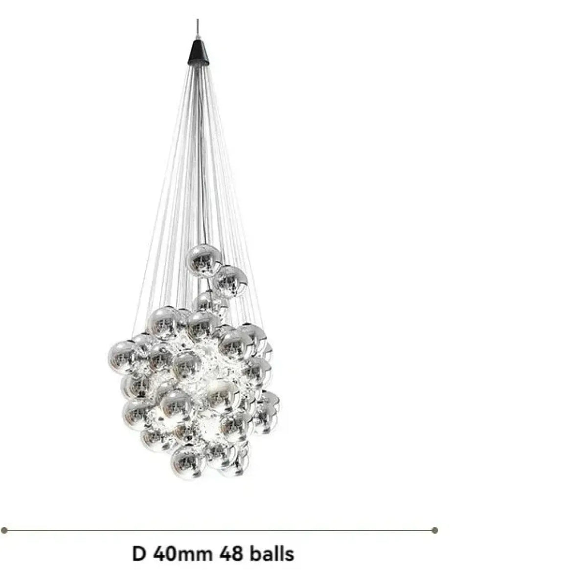 Suspension à globes de verre contemporaine, blanche ou argentée