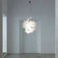 Suspension à globes de verre contemporaine, blanche ou argentée, blanc