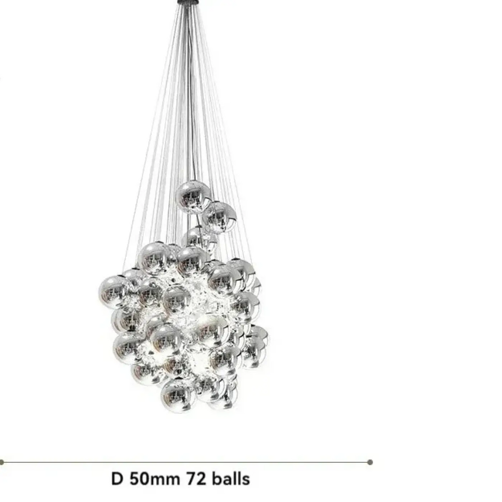 Suspension à globes de verre contemporaine, blanche ou argentée