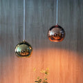 Suspension en verre teinté contemporaine, doré, argenté ou rose, doré