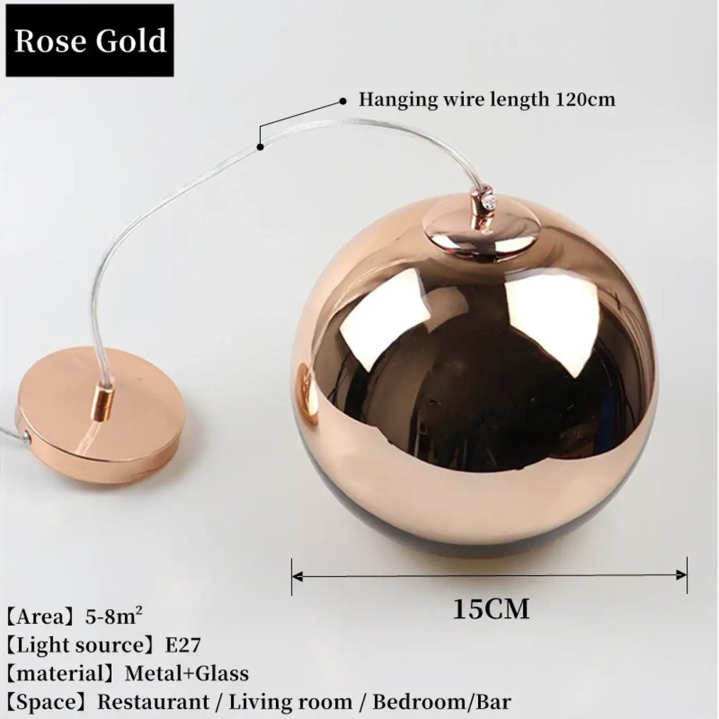 Suspension en verre teinté contemporaine, doré, argenté ou rose