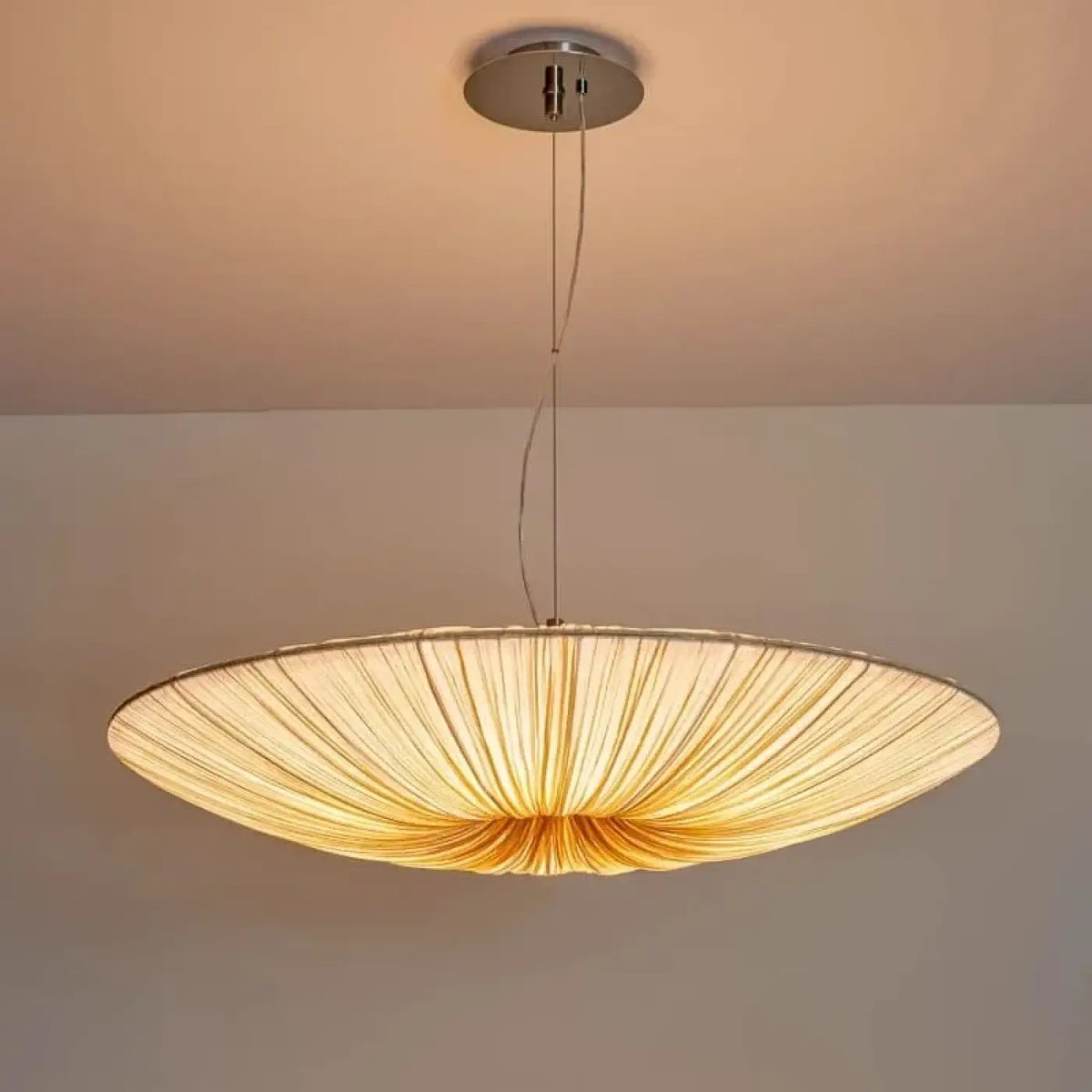 Suspension grand disque en tissu beige, tailles S à XL
