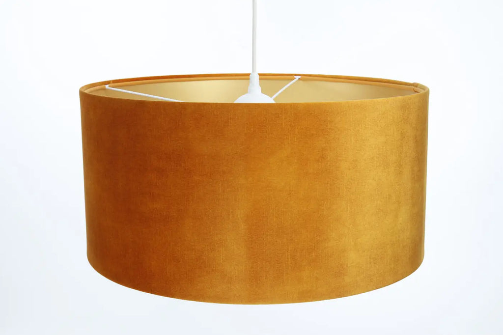Suspension cylindre jaune miel à intérieur doré, 40 à 60 cm