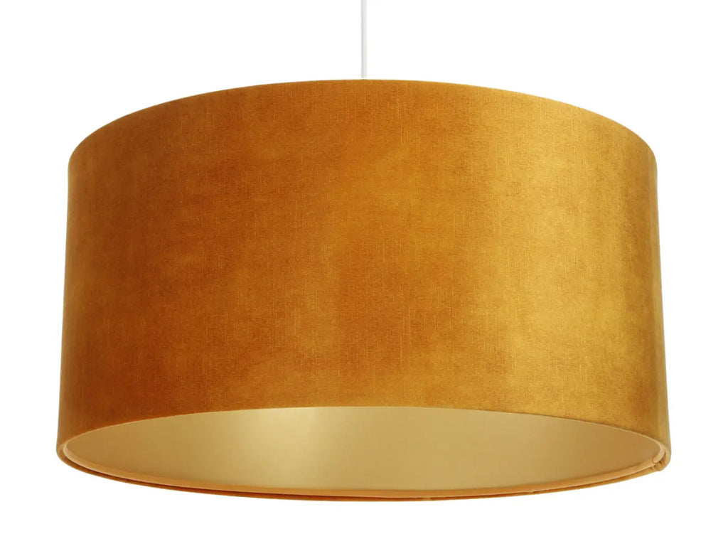 Suspension cylindre jaune miel à intérieur doré, 40 à 60 cm