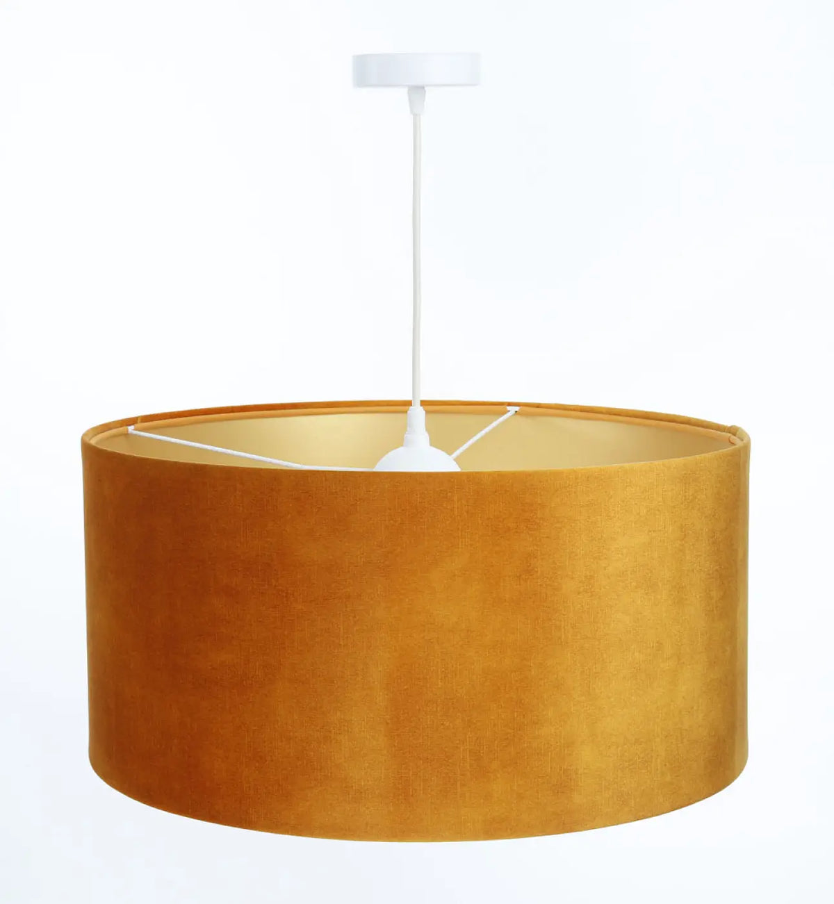 Suspension cylindre jaune miel à intérieur doré, 40 à 60 cm