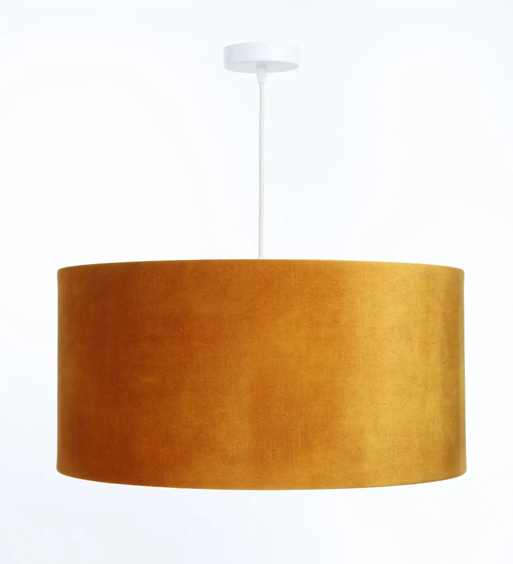 Suspension cylindre jaune miel à intérieur doré, 40 à 60 cm
