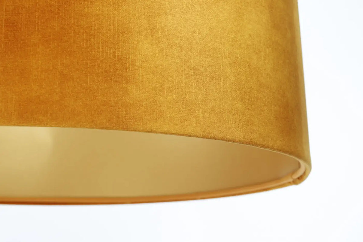 Suspension cylindre jaune miel à intérieur doré, 40 à 60 cm