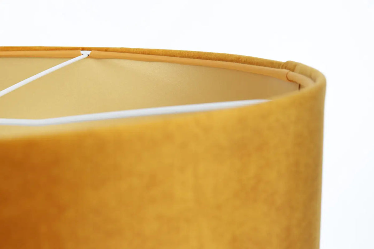 Suspension cylindre jaune miel à intérieur doré, 40 à 60 cm
