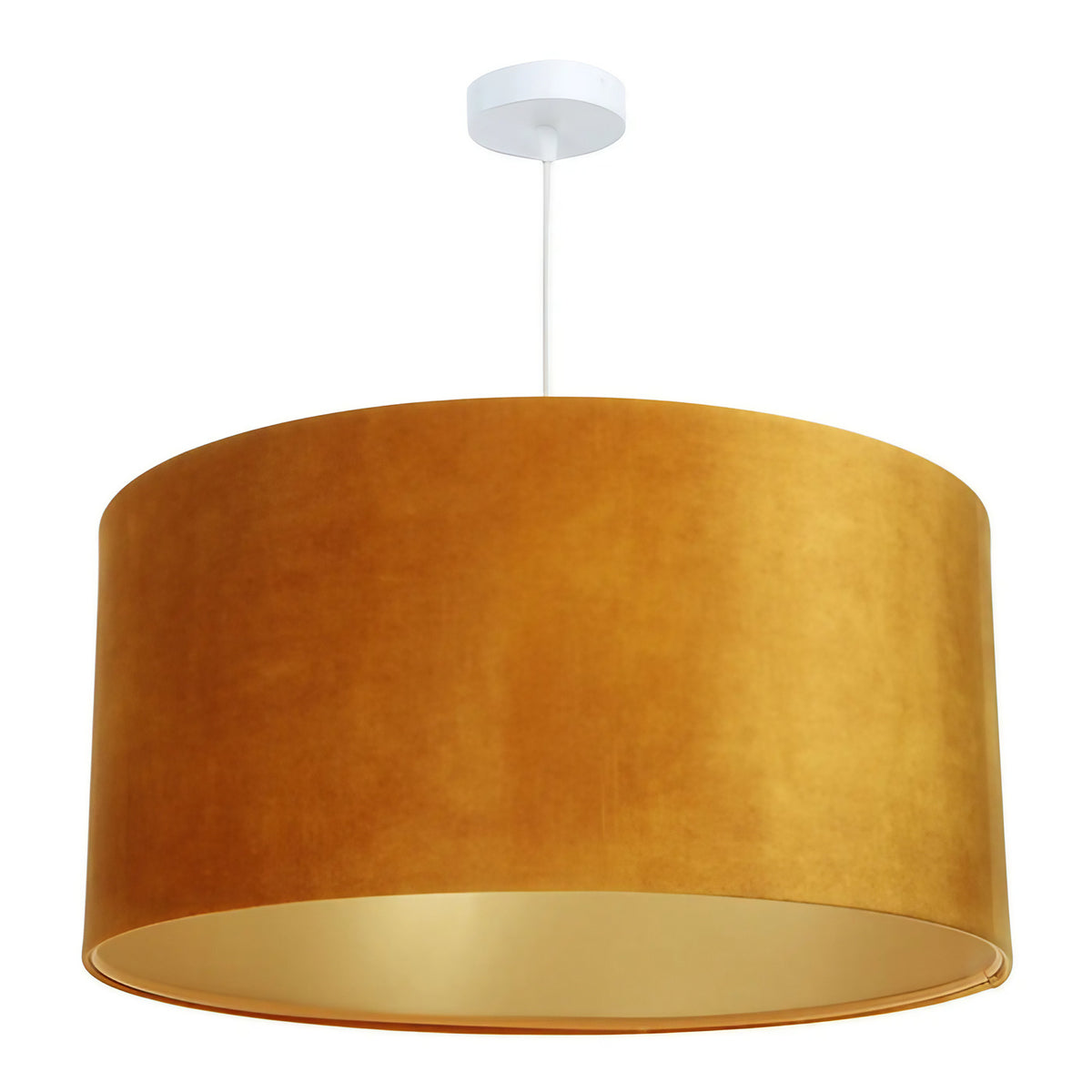Suspension cylindre jaune miel à intérieur doré, 40 à 60 cm