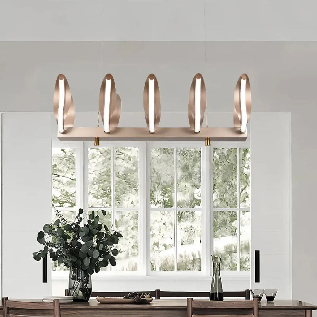 Suspension LED dorée en forme de vagues, design moderne