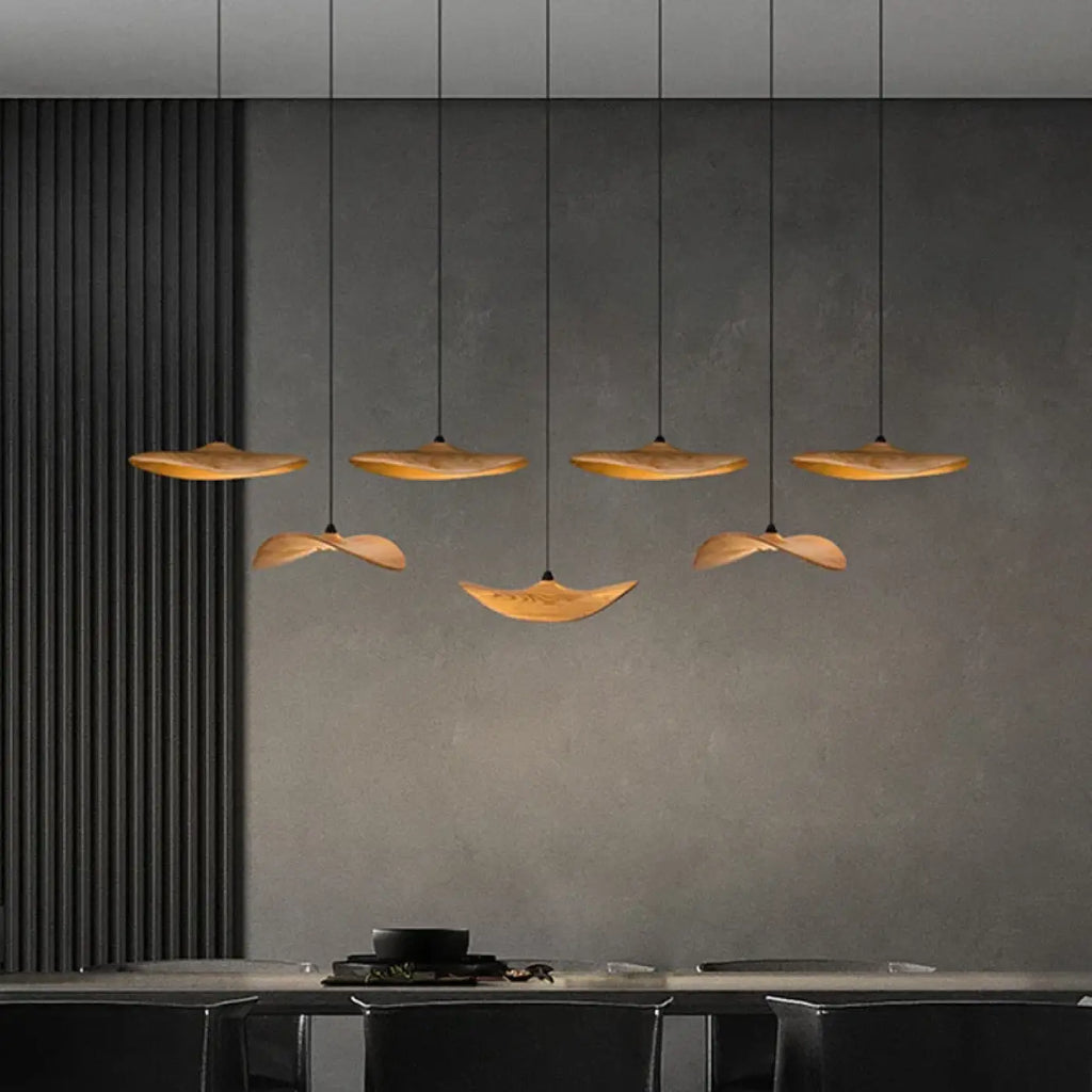Suspension LED spectre complet, aspect bois, tailles S à XL