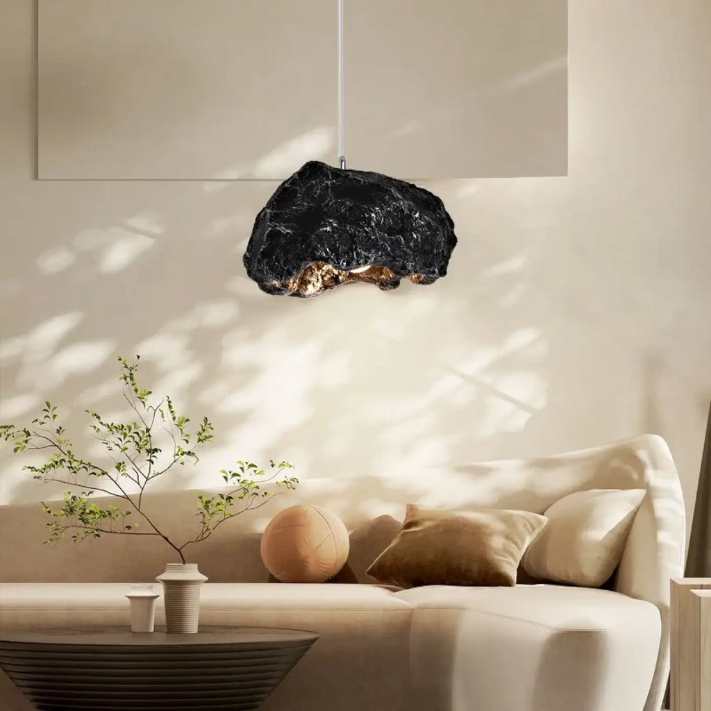 Suspension effet roche brute, noir, gris ou marron