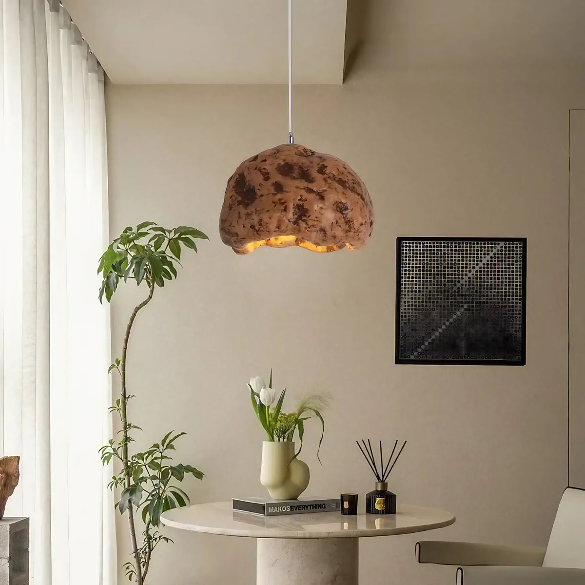 Suspension effet roche brute, noir, gris ou marron