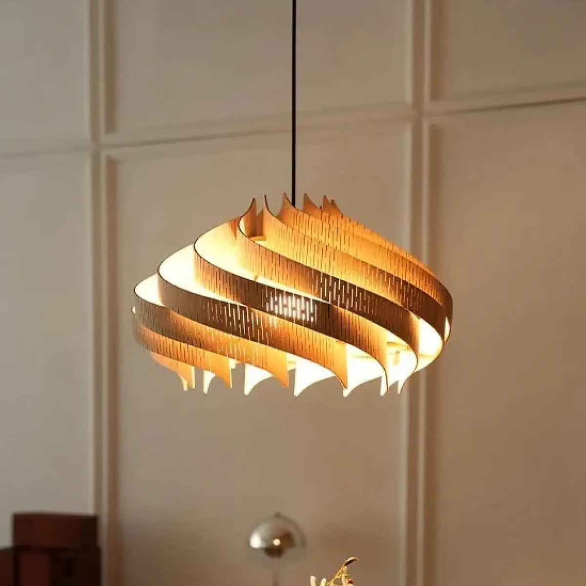 Suspension design en bois, noir, gris ou blanc, tailles S ou M, gris