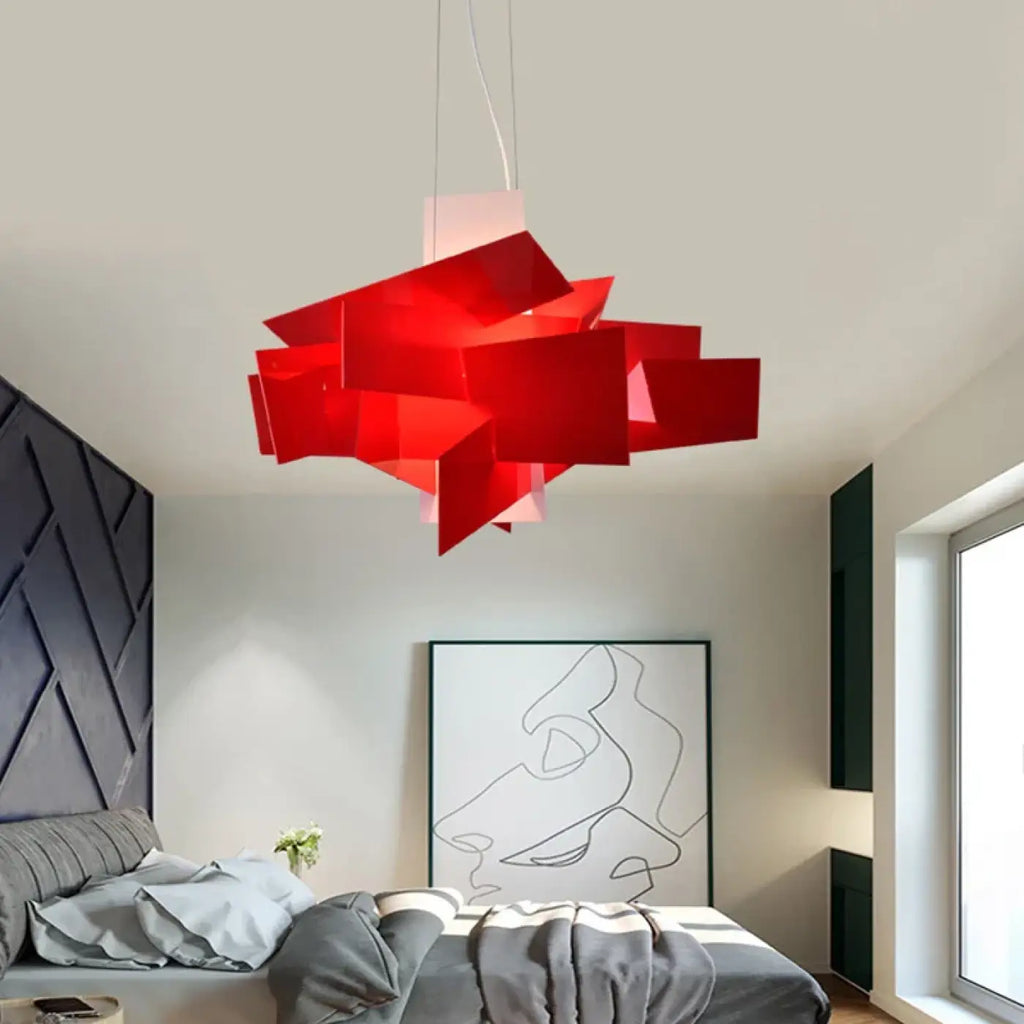 Suspension géométrique modulable en acrylique, blanc ou rouge