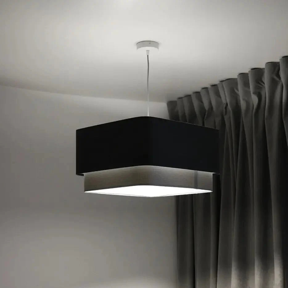 Suspension design graphite à abat-jour textile