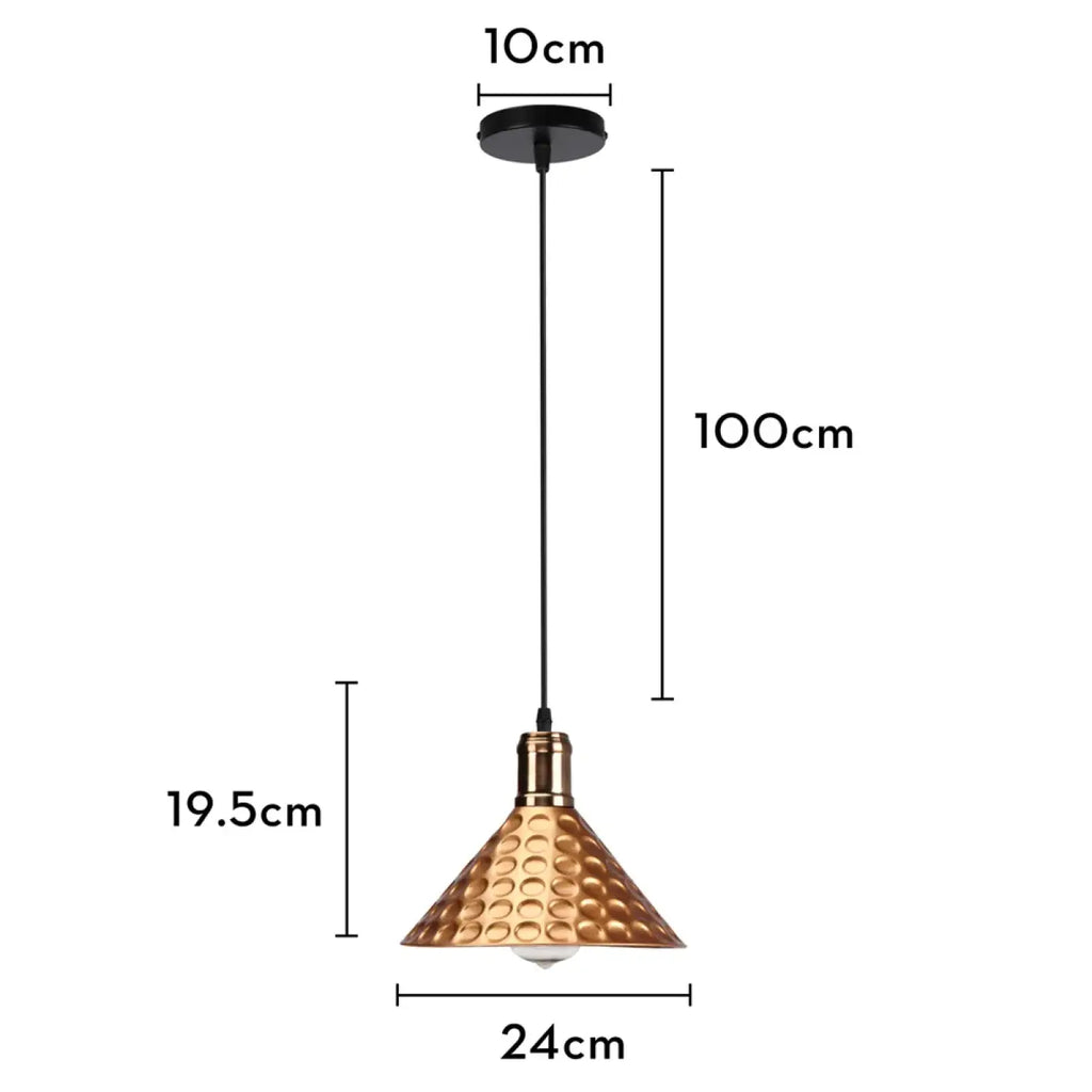 Suspension industrielle en métal martelé, quatre coloris