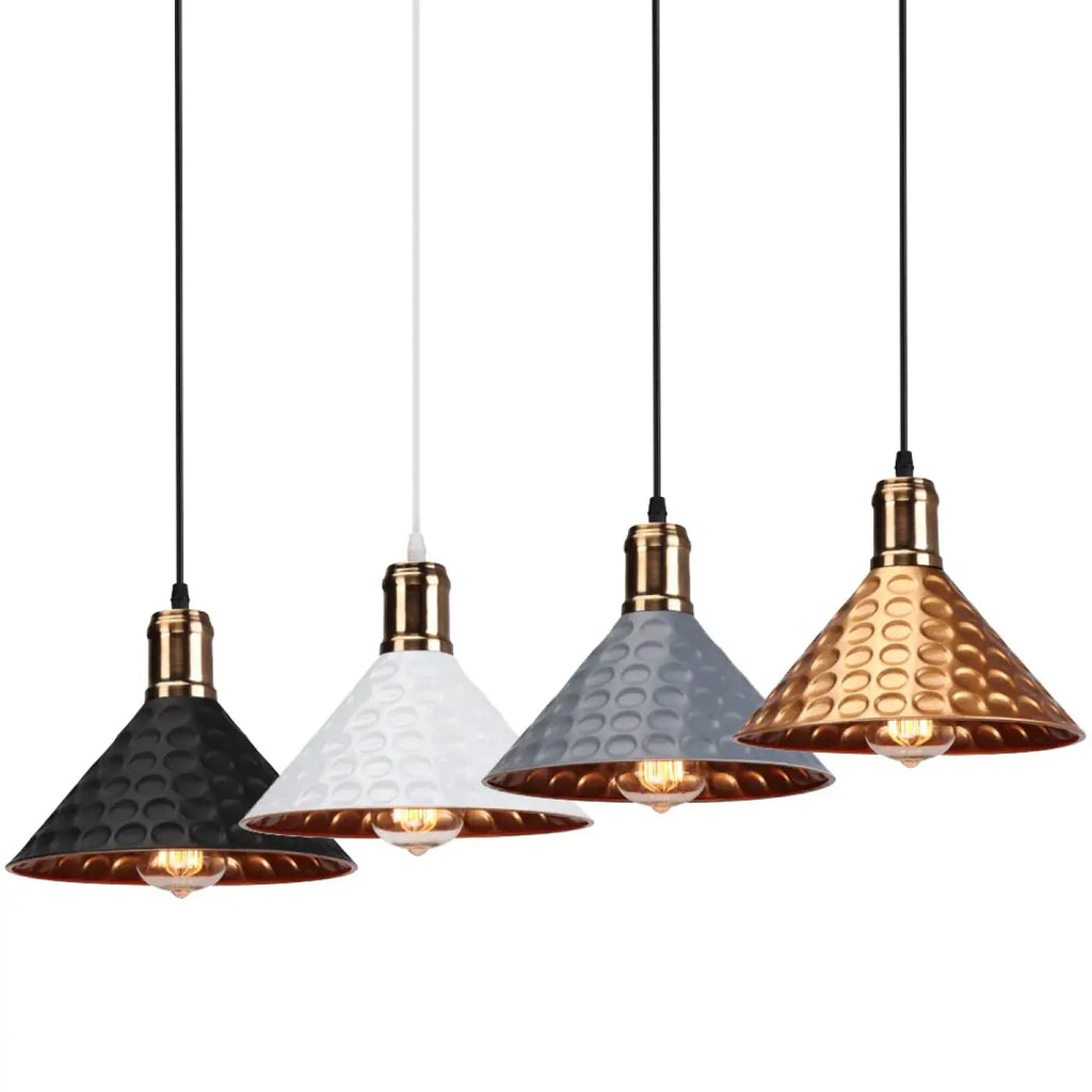 Suspension industrielle en métal martelé, quatre coloris
