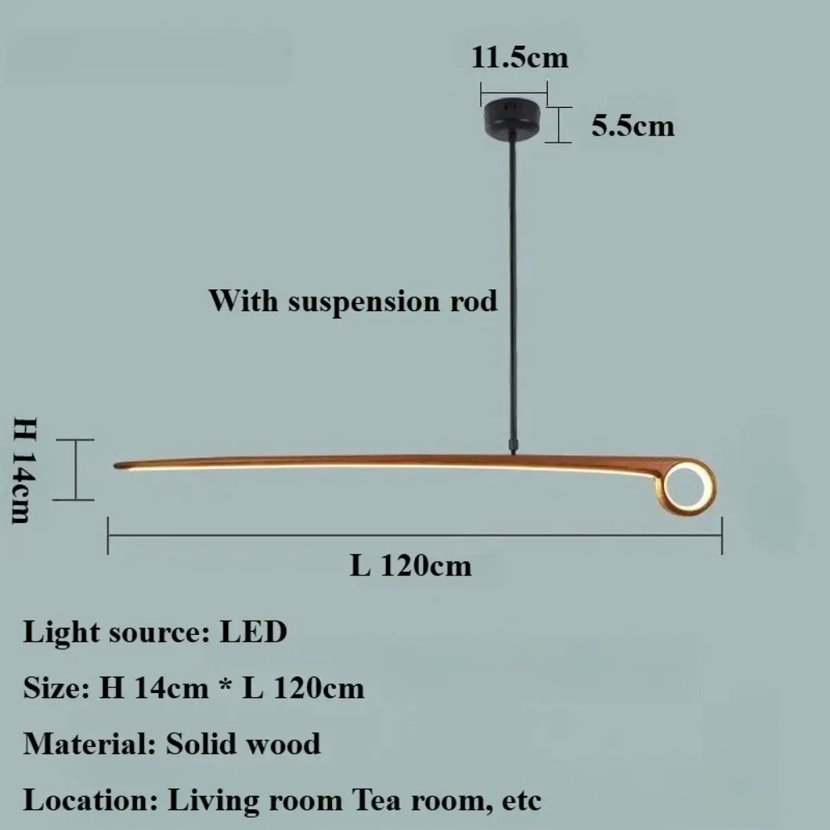 Suspension LED en bois massif, modèles A ou B, lumière réglable