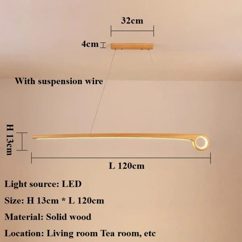 Suspension LED en bois massif, modèles A ou B, lumière réglable