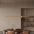 Suspension LED linéaire en bois massif, marron ou beige, S ou M, marron