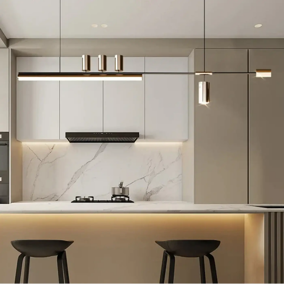 Suspension LED linéaire, noir ou doré, pour table ou bureau