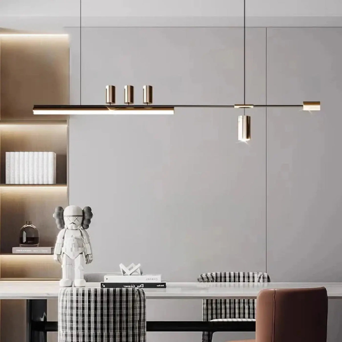 Suspension LED linéaire, noir ou doré, pour table ou bureau